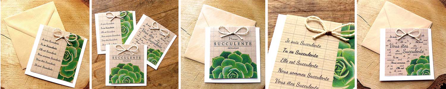 Collection cartes de voeux artisanales Echeveria